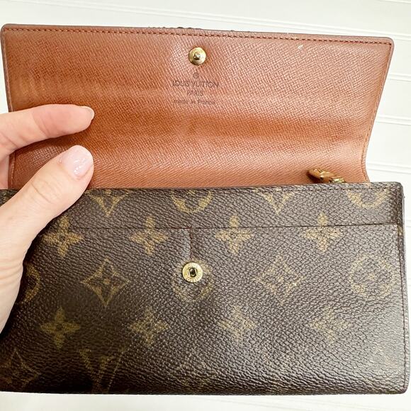 Louis Vuitton Monogram Sarah Envelope Wallet Brown Coated Canvas Vintage Bifold - Picture 5 of 7